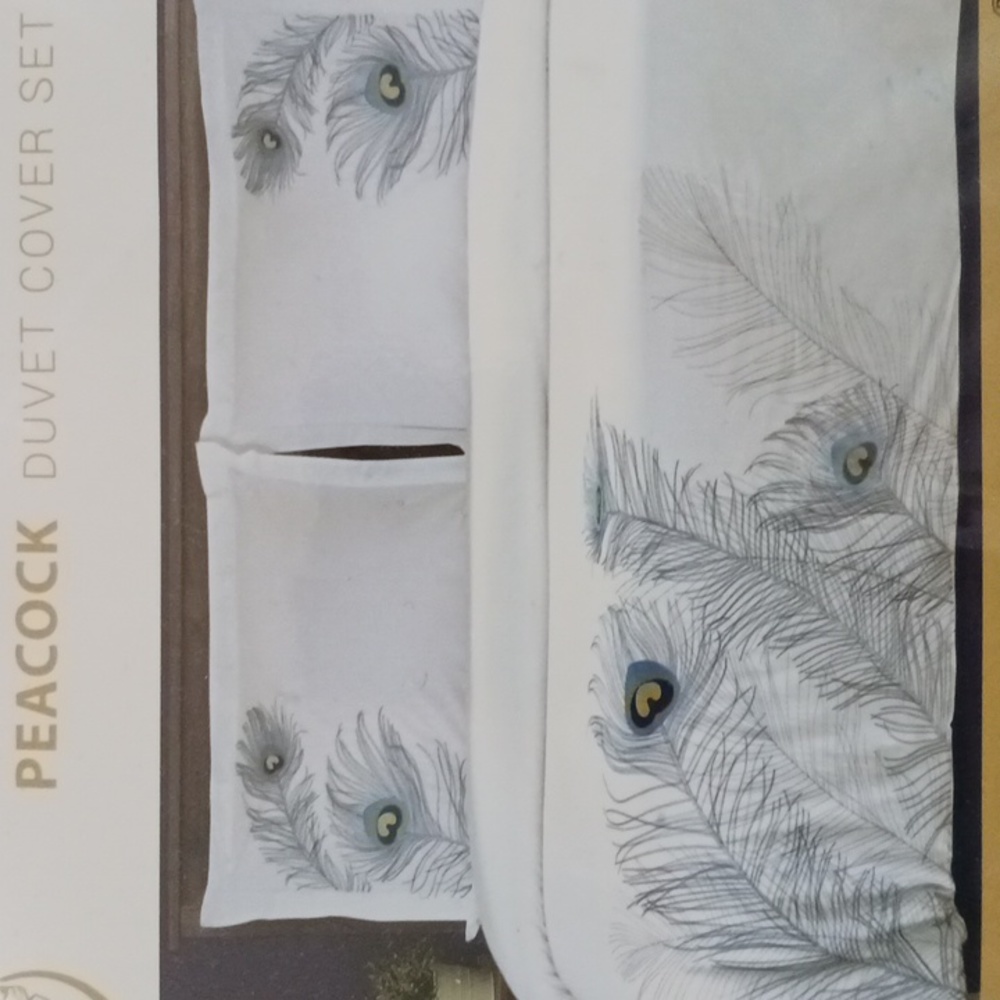 KING Duvet Cover Set, Peacock 100% cotton Superior, King Size